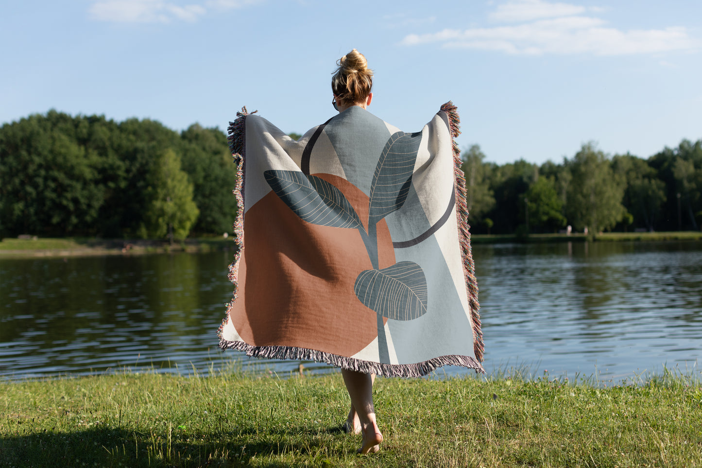 Orange Oasis Boho Throw Blanket