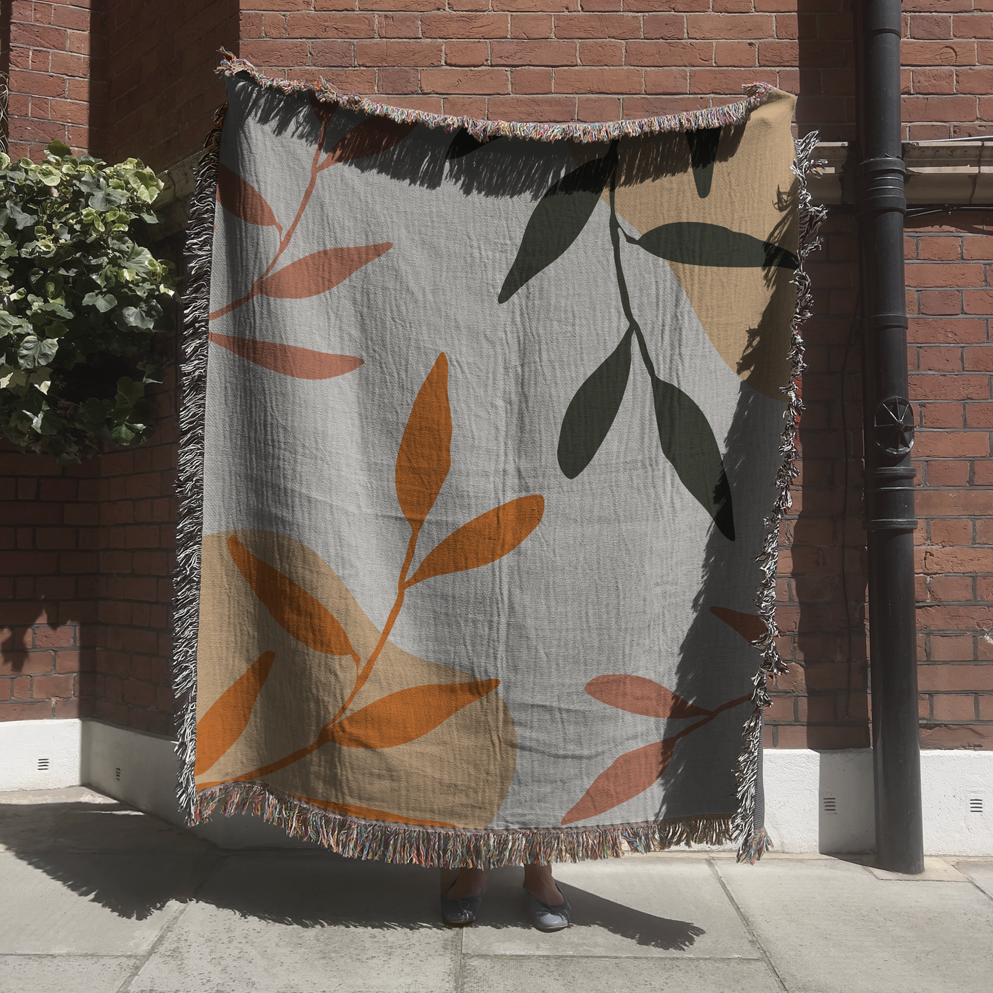 Leafy Embrace Boho Throw Blanet