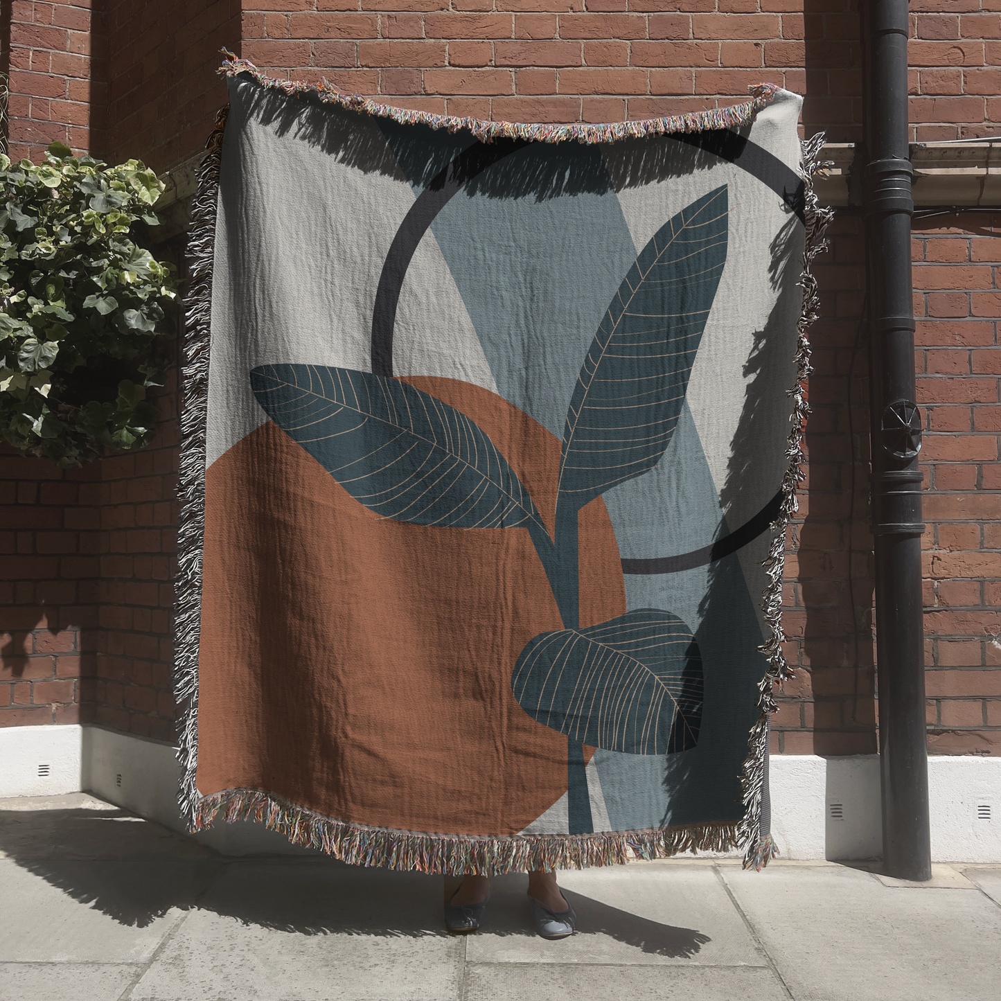 Orange Oasis Boho Throw Blanket