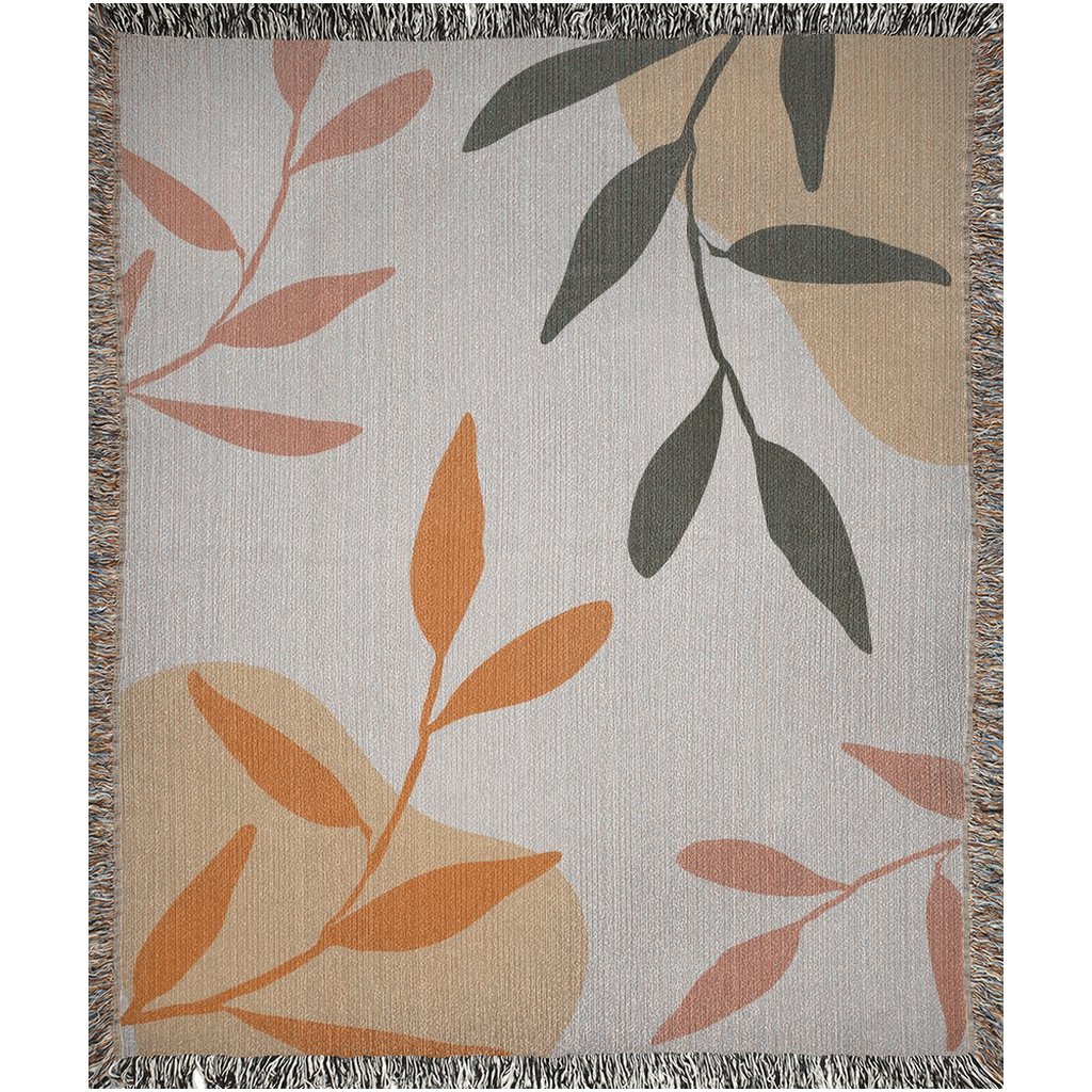 Leafy Embrace Boho Throw Blanet