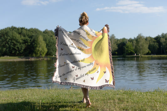 Words Of Light Boho Throw Blanket